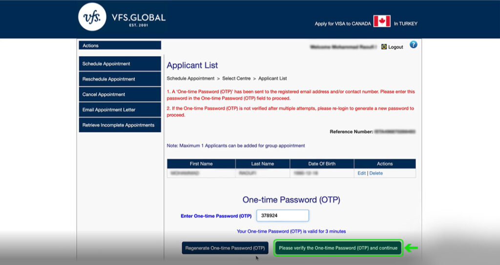 تکمیل مراحل احراز هویت در vfs 